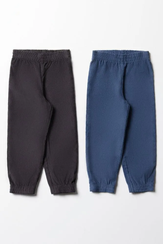 2 Pack Corduroy Pants Blue & Dark Grey