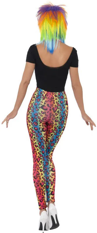 80er Neon-Leopard Party Leggings