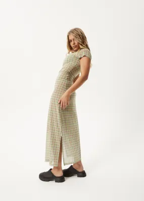 AFENDS Womens Kali - Sheer Maxi Dress - Pistachio Check