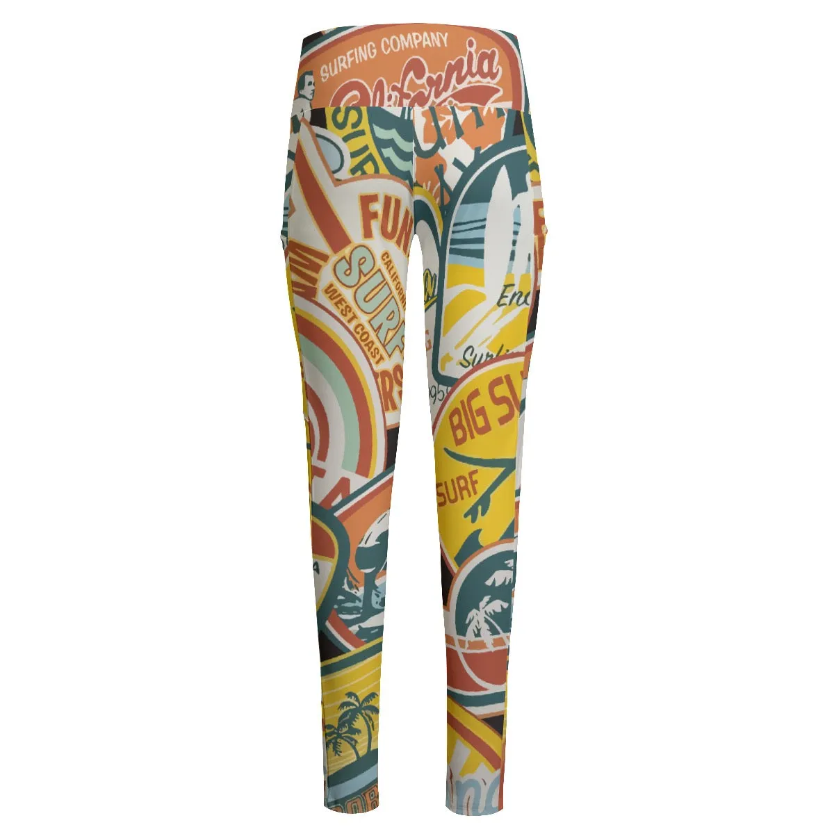 All-Over Print Women's High Waist Leggings With Side Pocket3 surfers, print