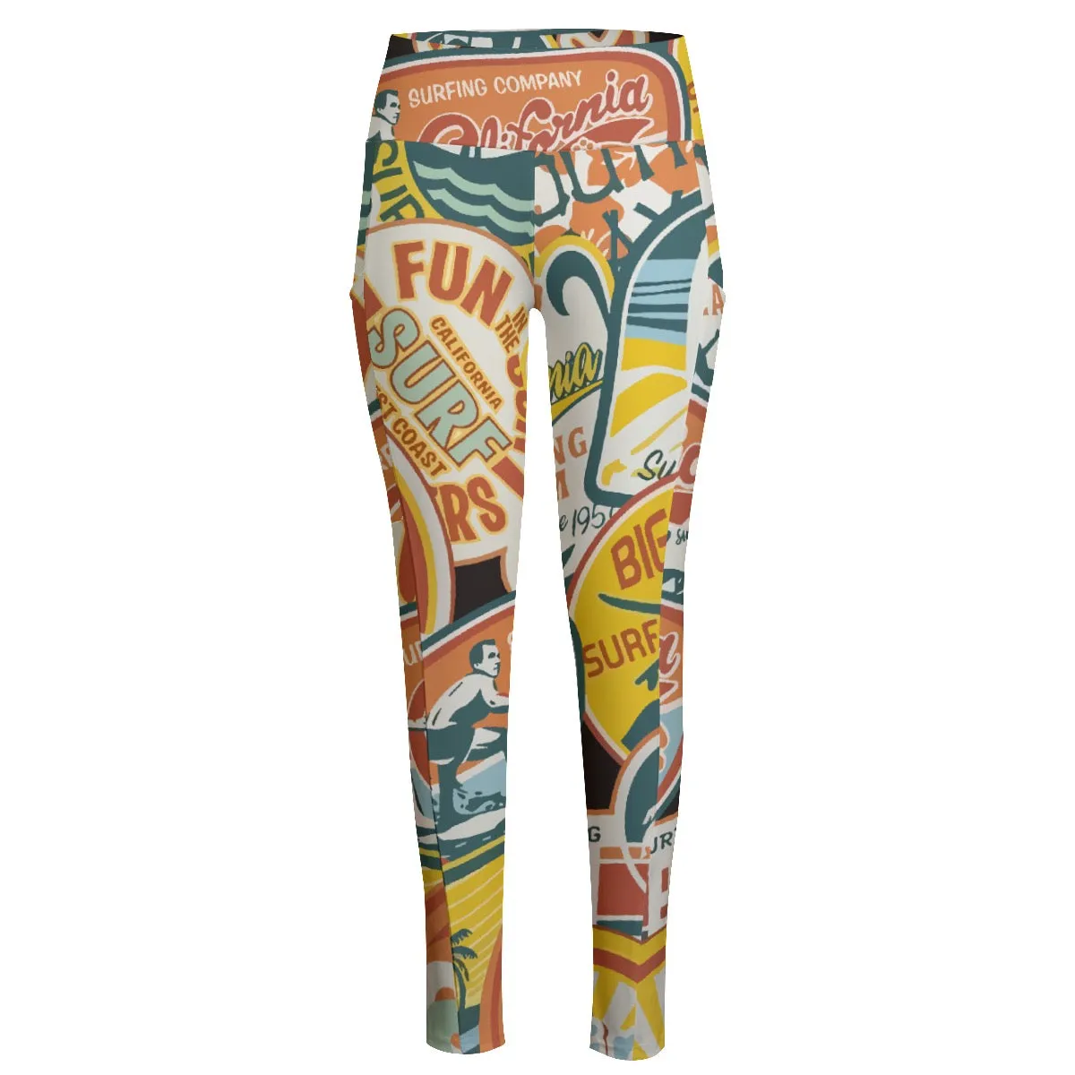 All-Over Print Women's High Waist Leggings With Side Pocket3 surfers, print