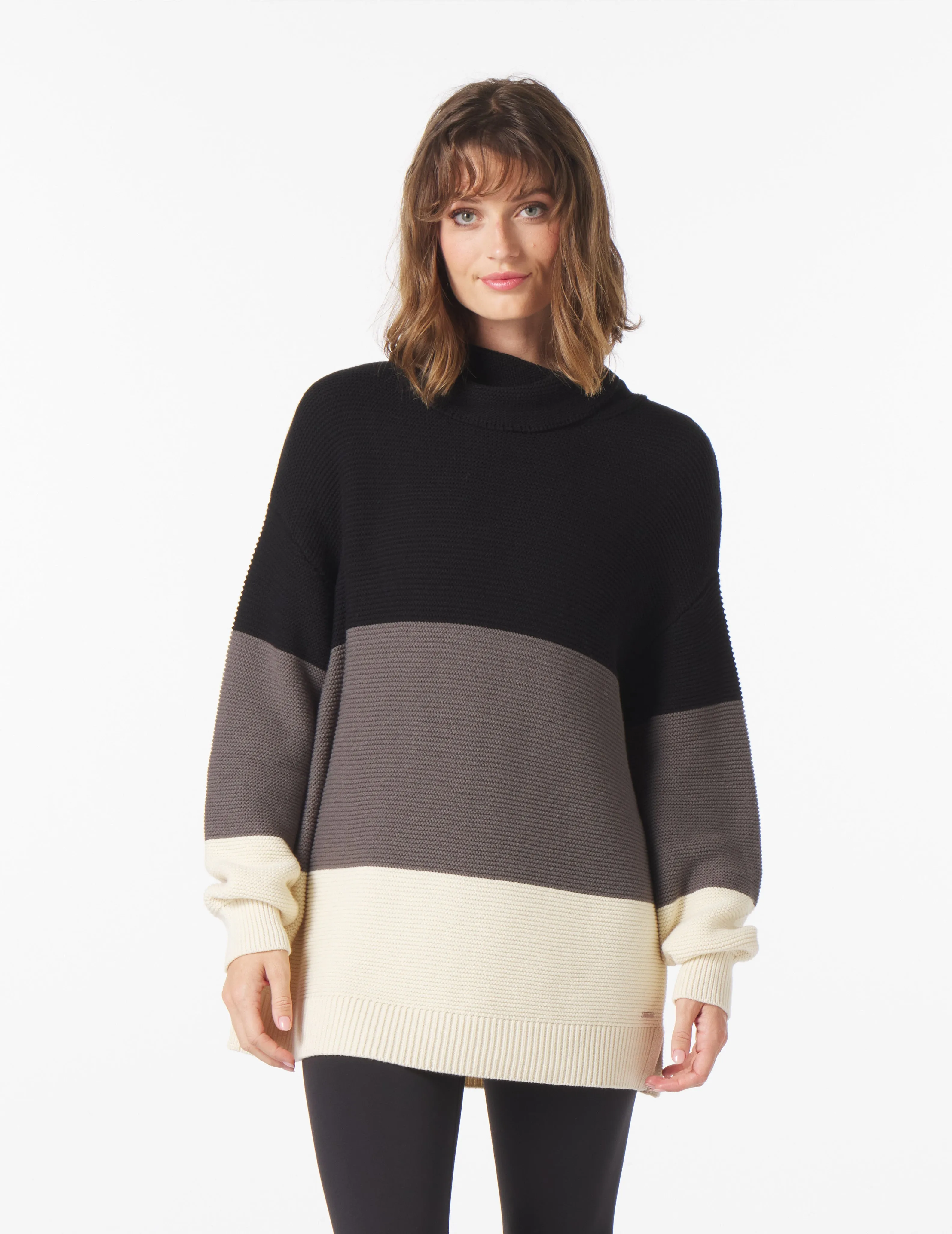 Aspen Sweater: Black/Carbon/Oatmilk