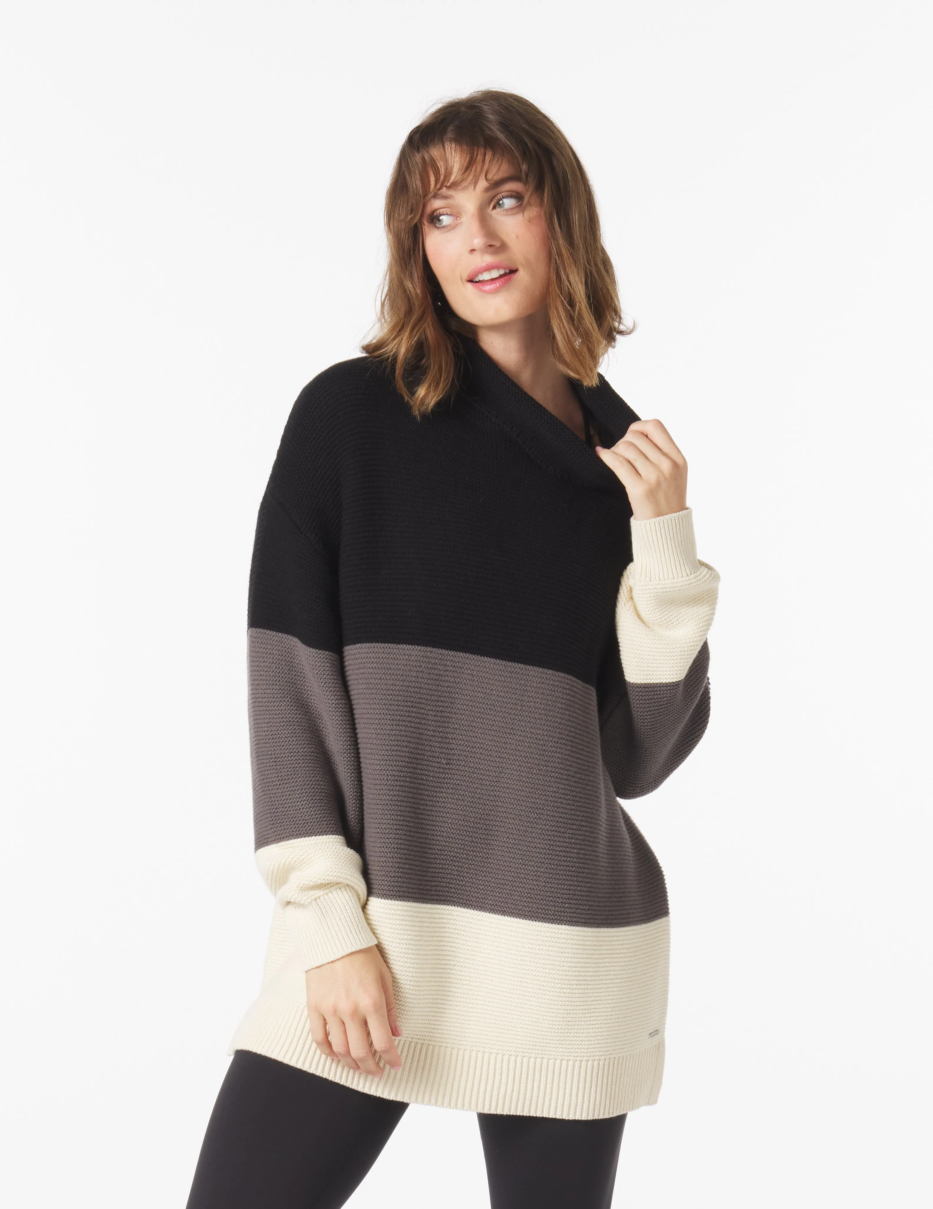 Aspen Sweater: Black/Carbon/Oatmilk