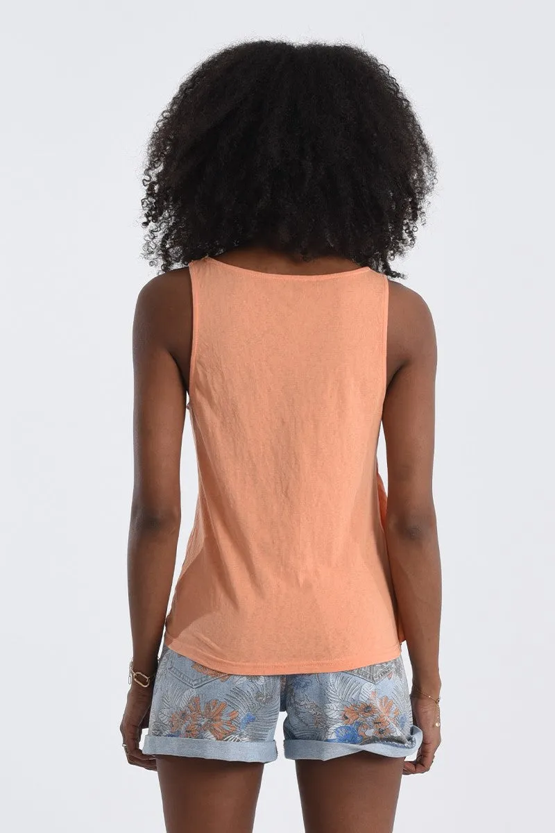 Asymmetric Overlay Tank Top - Apricot