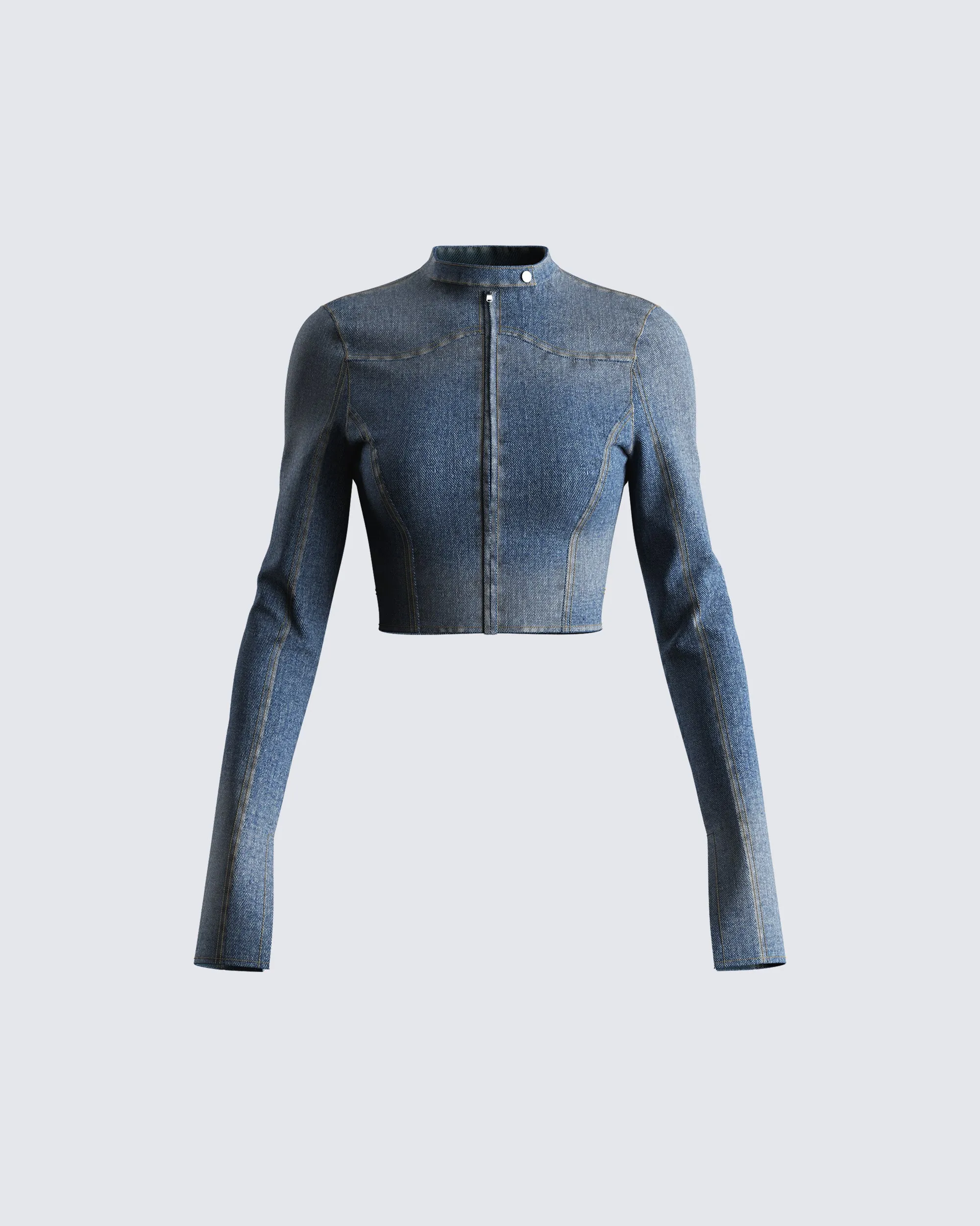 Audrey Blue Cropped Denim Jacket