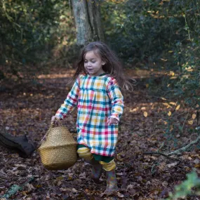 Autumn Rainbow Check Smock Dress