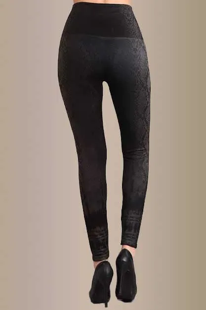 B4292C High Waist Full Length Snake Skin Leggings