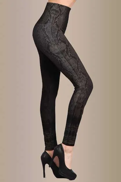 B4292C High Waist Full Length Snake Skin Leggings