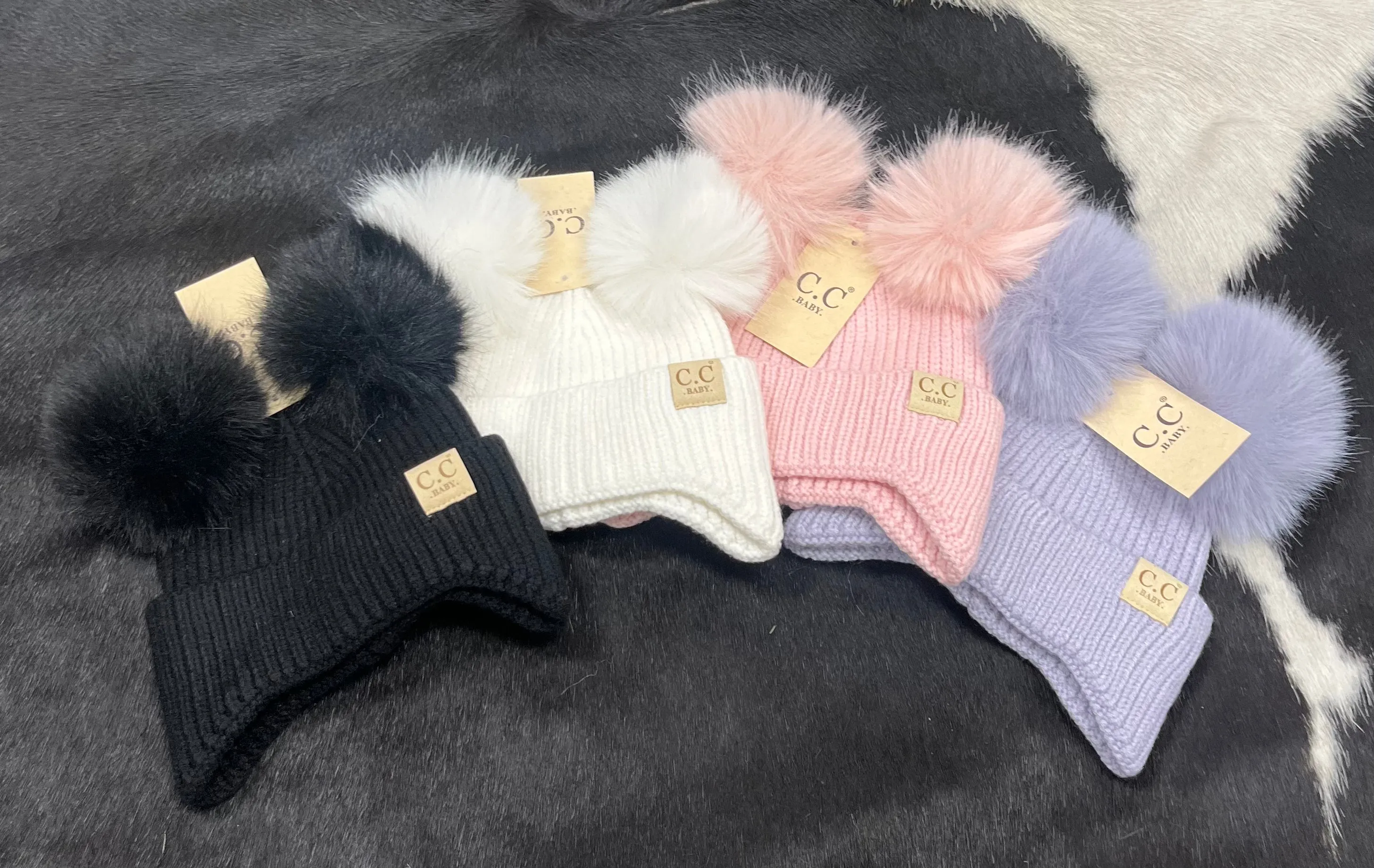 BABY Ear Flap Double Pom C.C Beanie