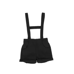 Bamboo Black Wool Button Suspender Shorts