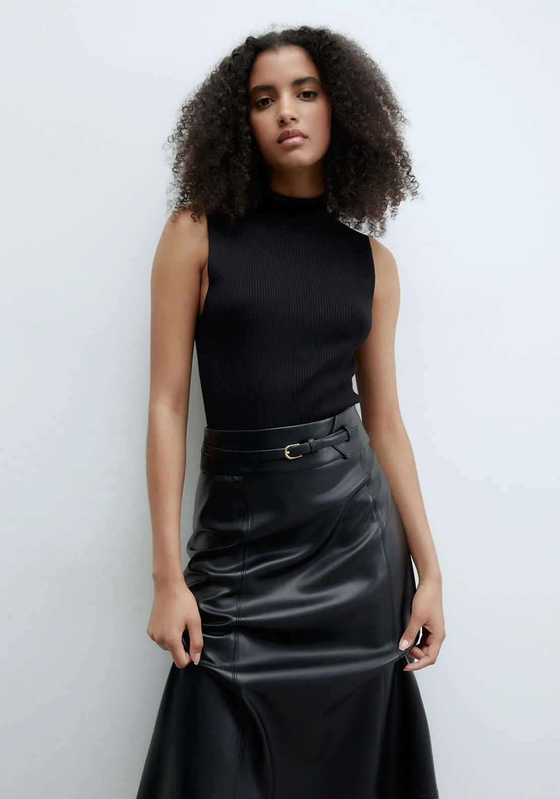 Belted Skirt - Black