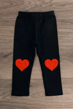 Black Glitter Heart Leggings