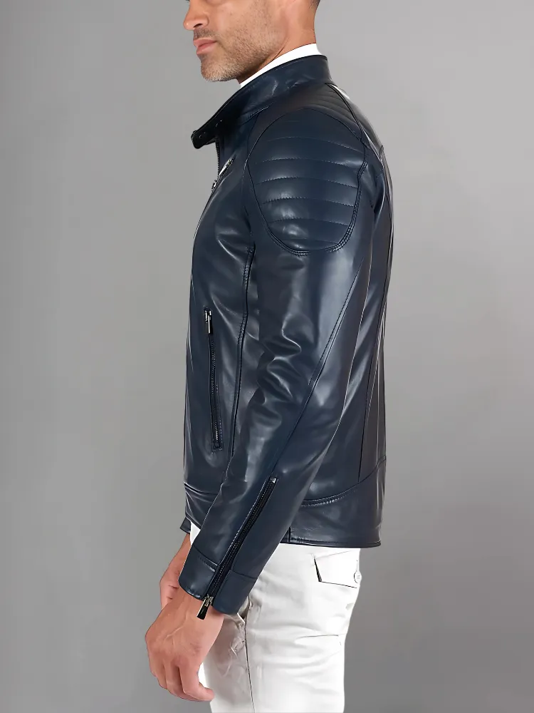 Black Leather Café Racer Jacket