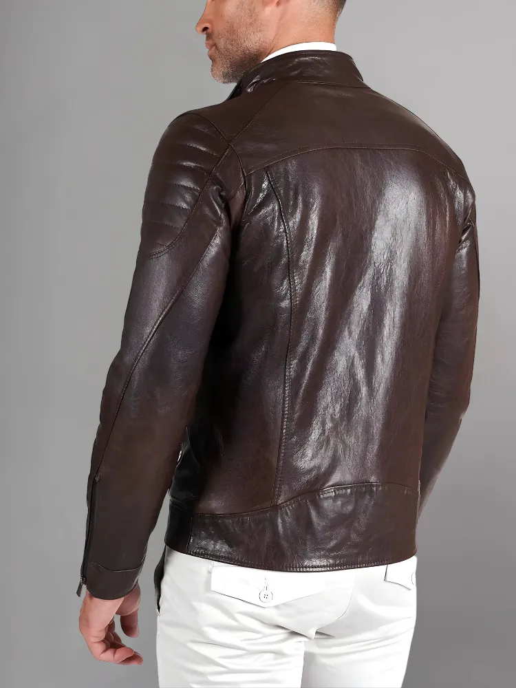 Black Leather Café Racer Jacket