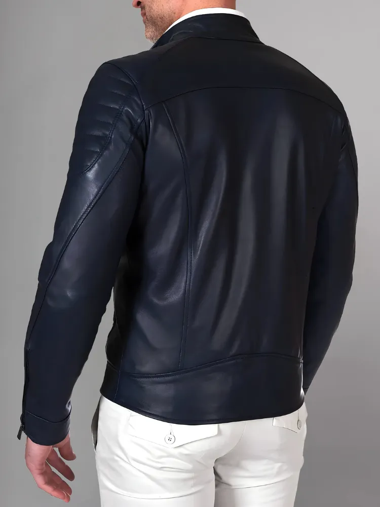 Black Leather Café Racer Jacket