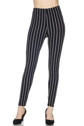 Black/White Pinstripe Print Leggings