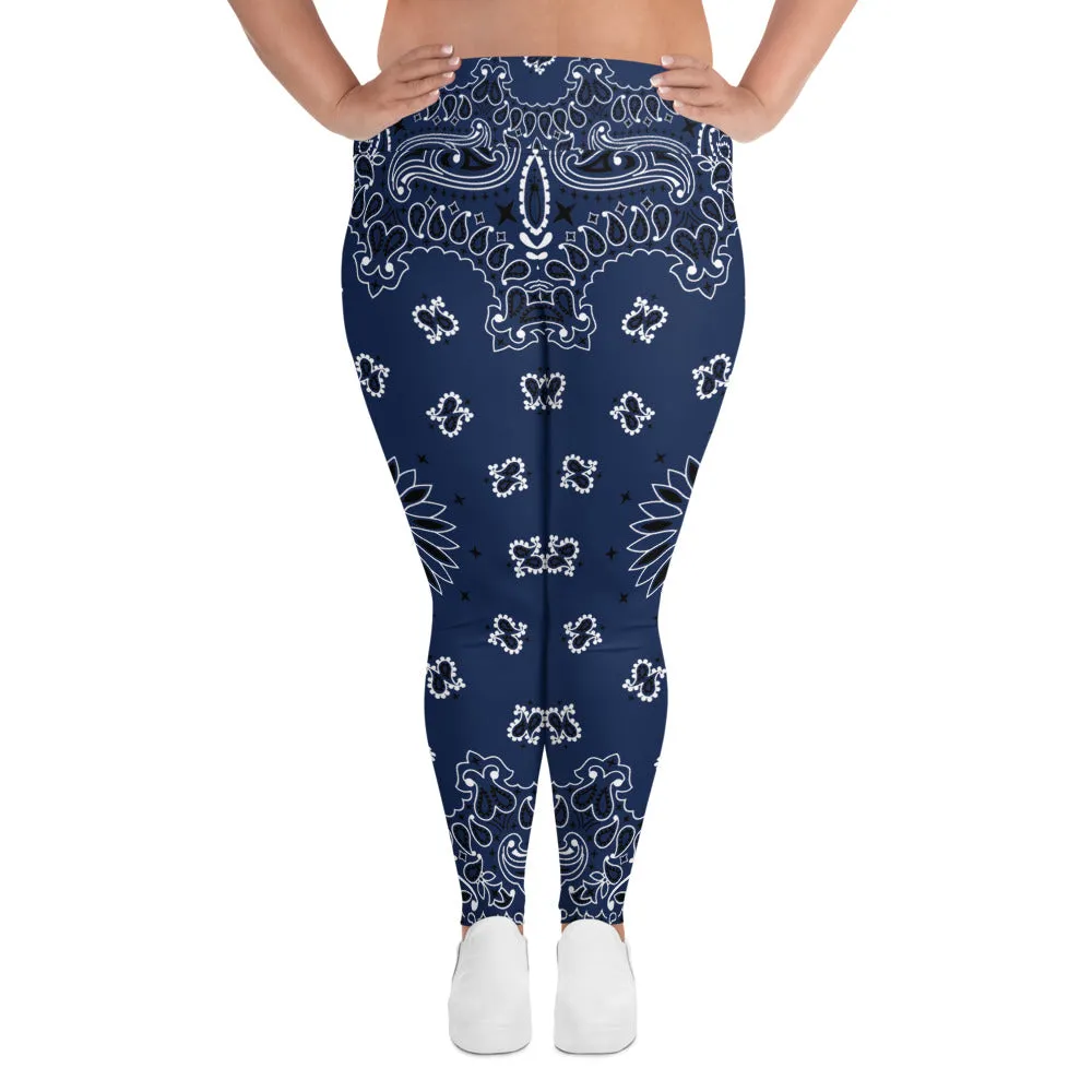 Blue Bandana Plus Size Leggings