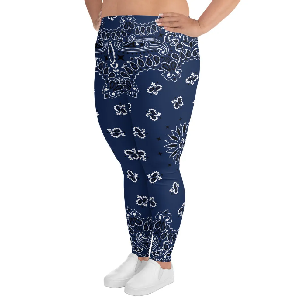 Blue Bandana Plus Size Leggings