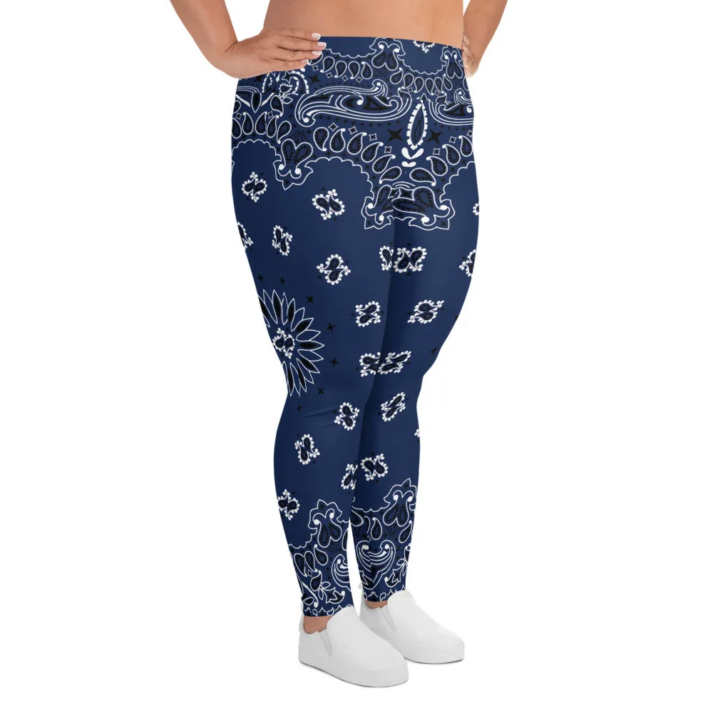 Blue Bandana Plus Size Leggings