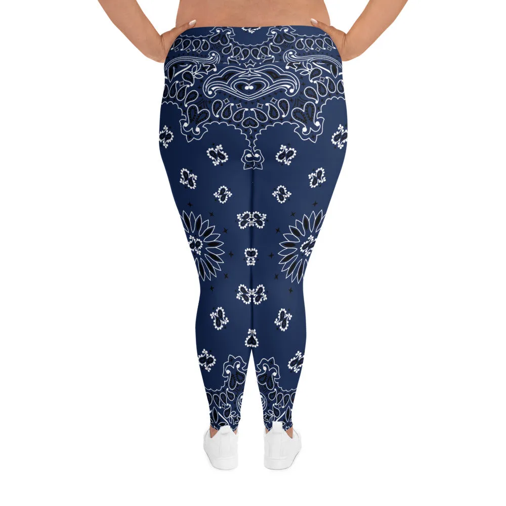 Blue Bandana Plus Size Leggings