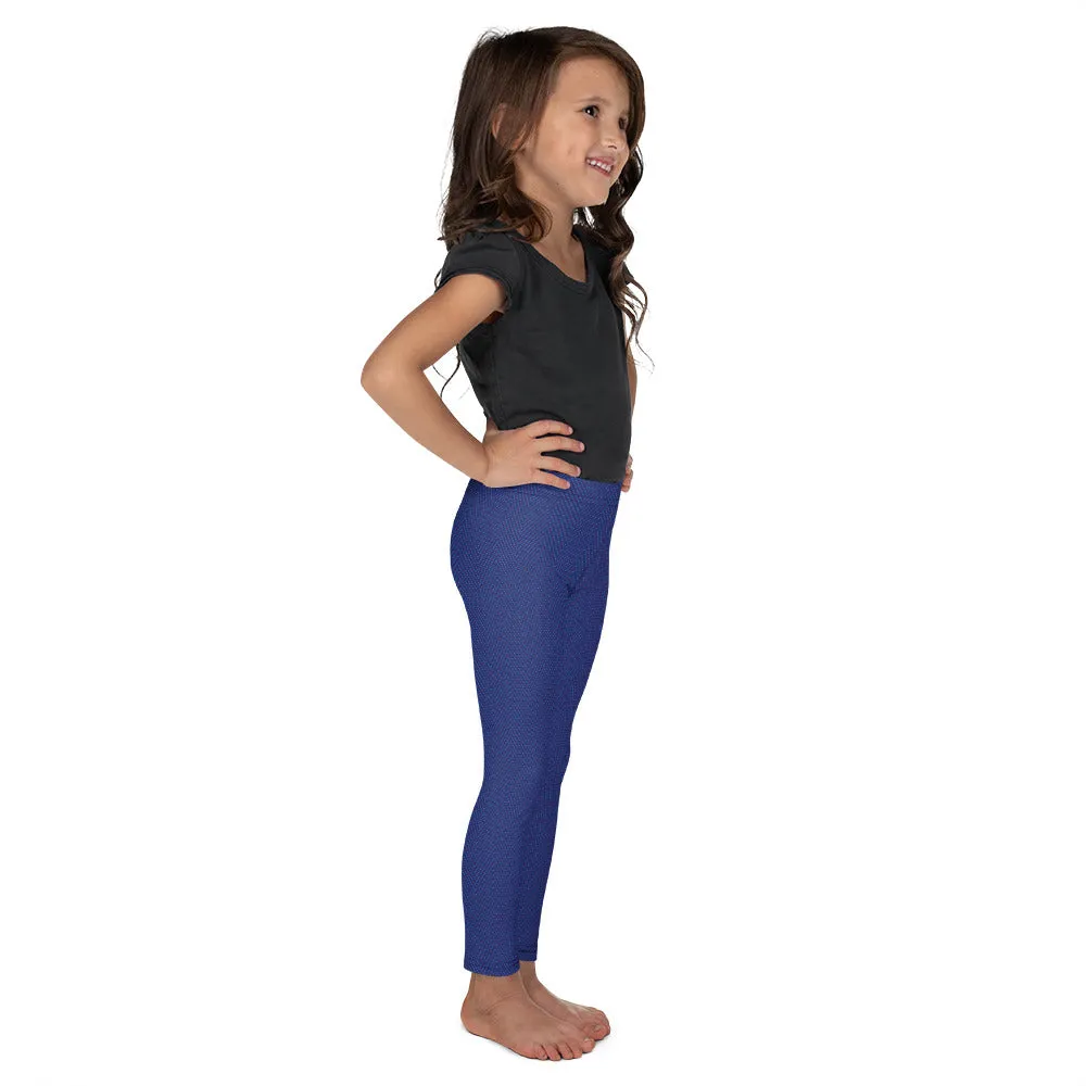 Blue Herringbone Patterned Kid's Leggings, Toddler, Girls and Boys Matching Family Outfits