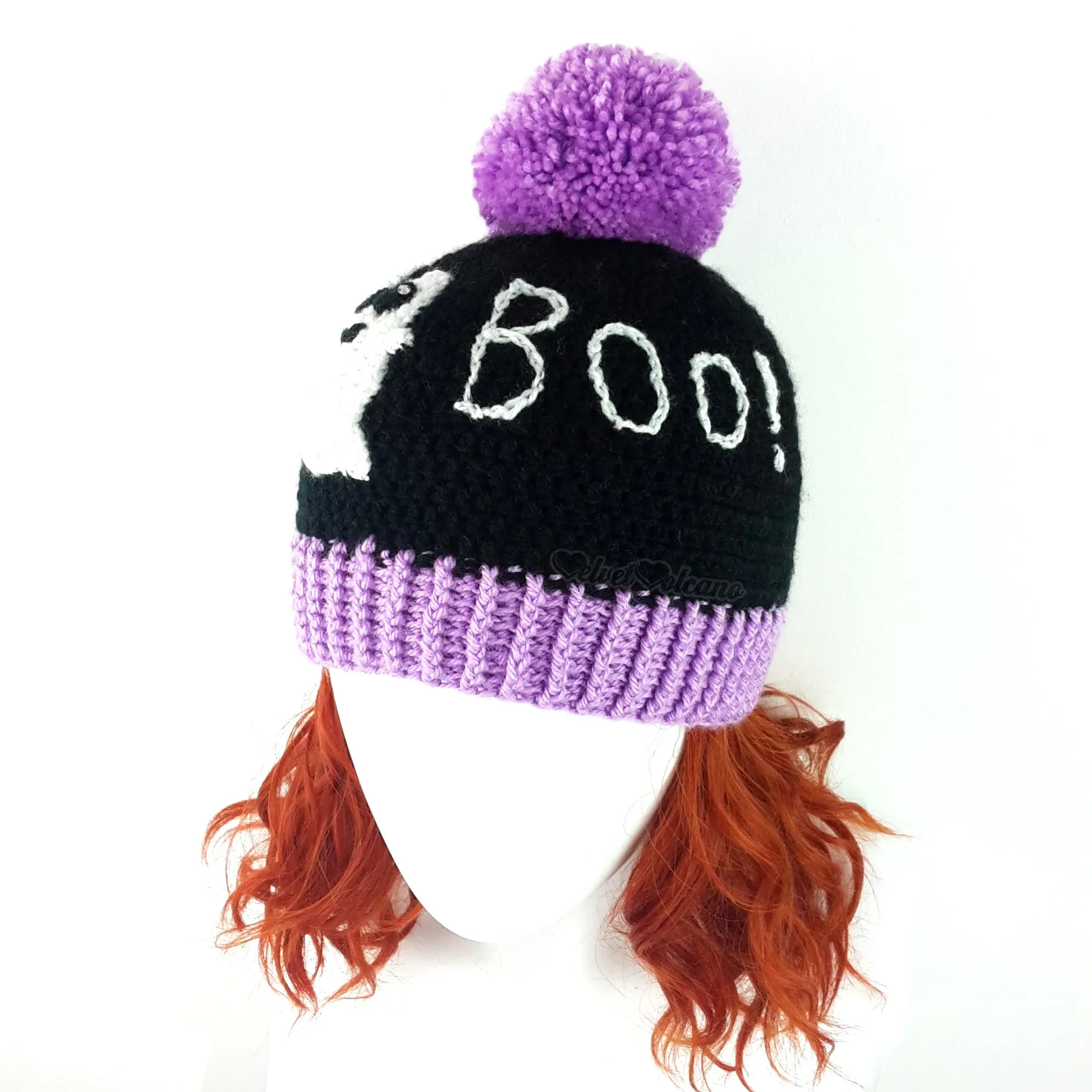 BOO! Ghost Pom Pom Beanie (Custom Colour)