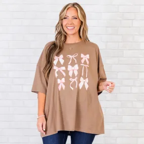 Bows On My Mind Boyfriend Tee, Espresso