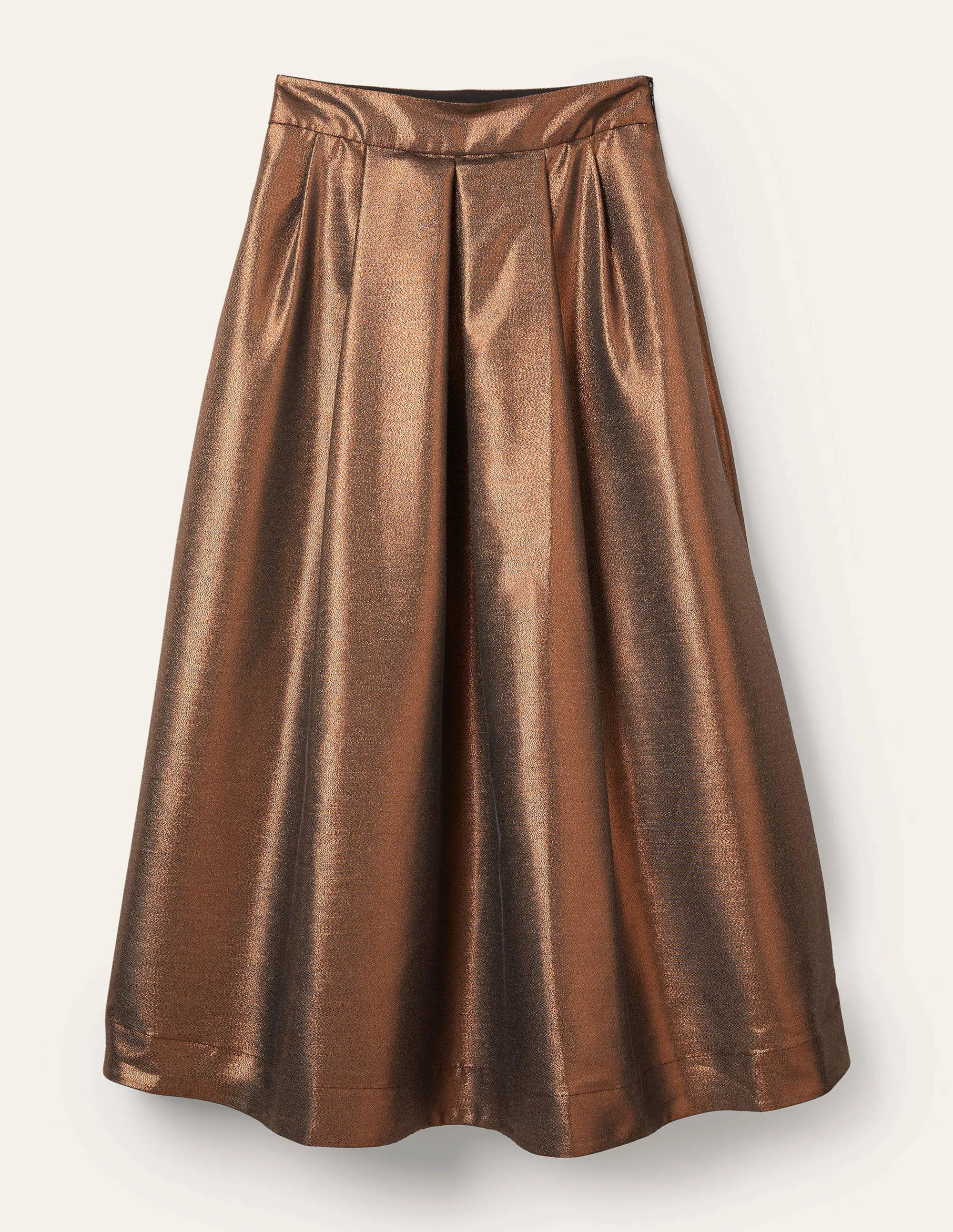 Bronzed Full Midi Skirt-Metallic