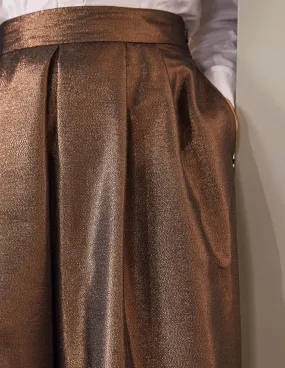 Bronzed Full Midi Skirt-Metallic