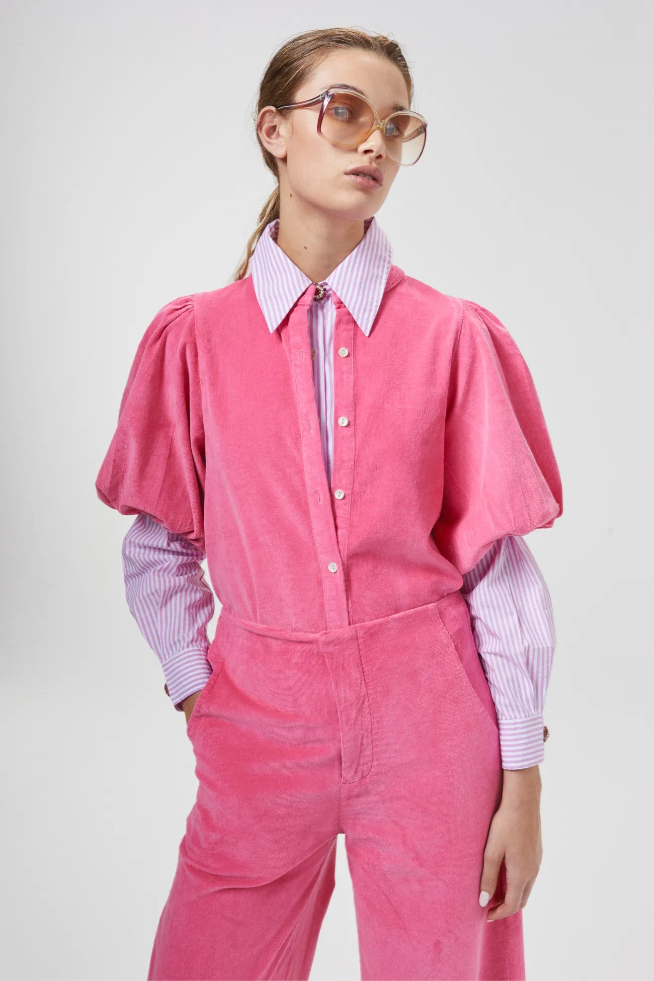 Bubble Corduroy Shirt - Petunia Pink