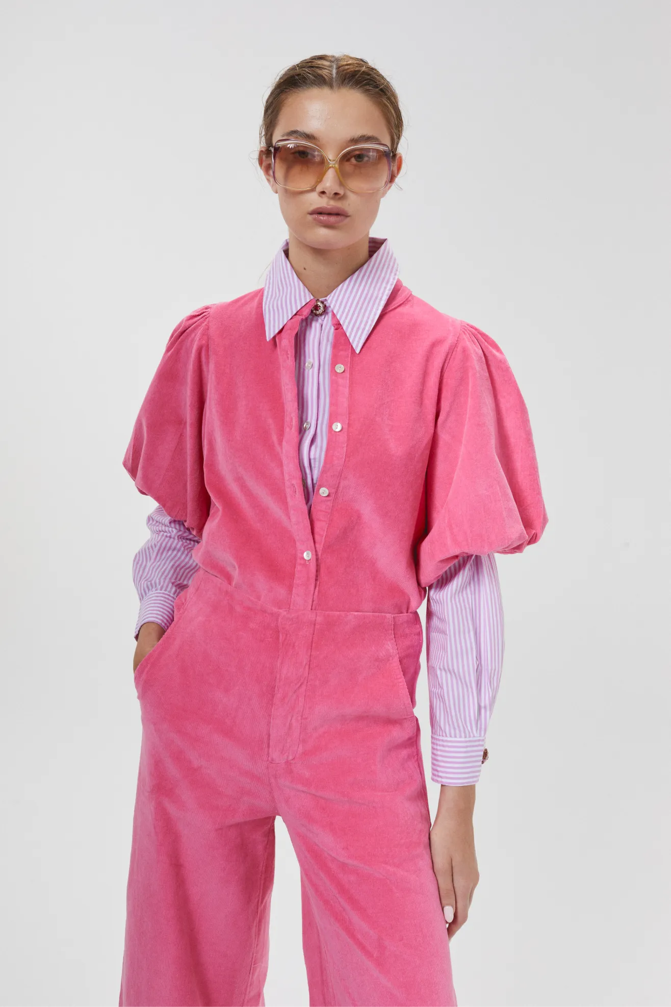 Bubble Corduroy Shirt - Petunia Pink