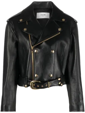 Button-detail biker jacket