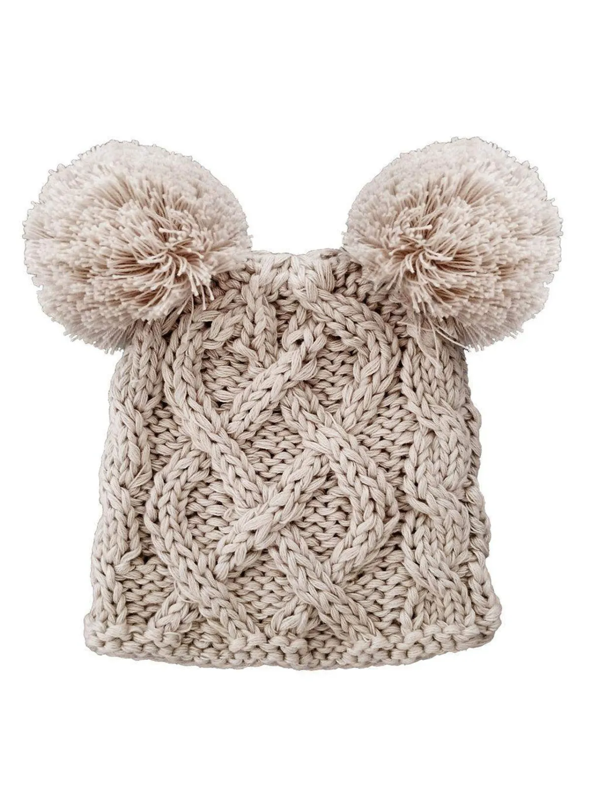 Cable Knit Newborn Pom Hat, Birch