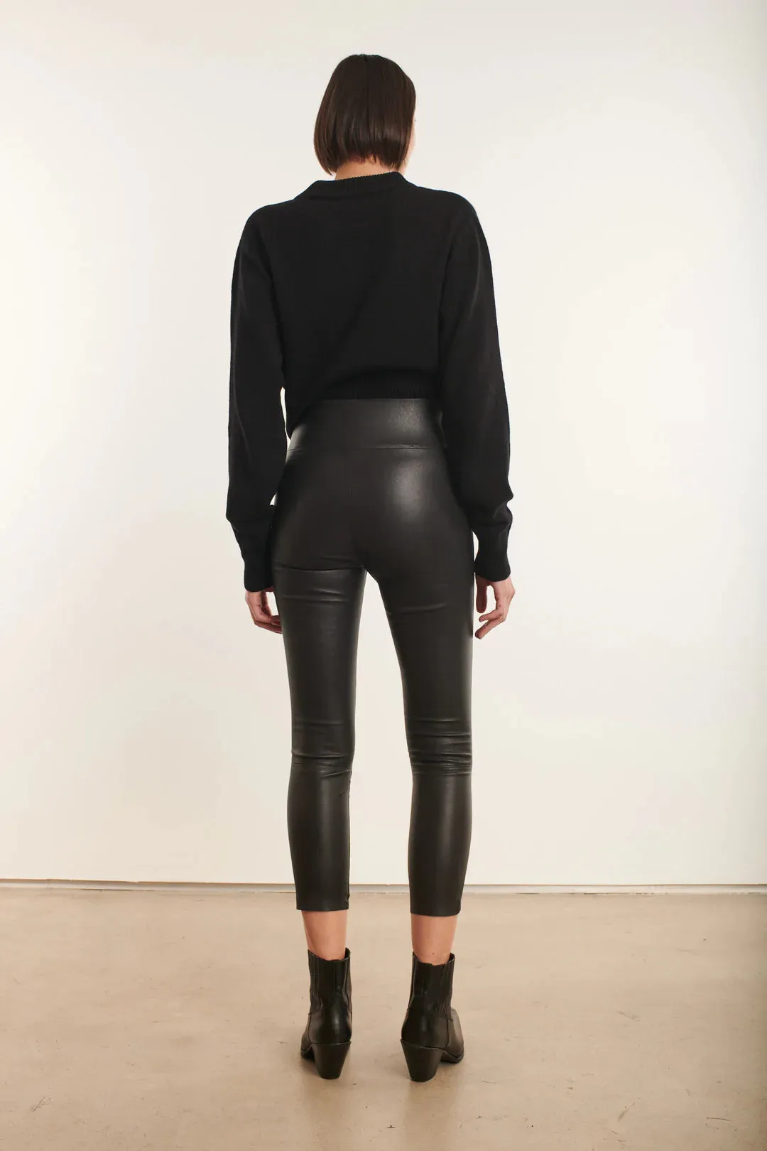 Capri Leather Legging - Black