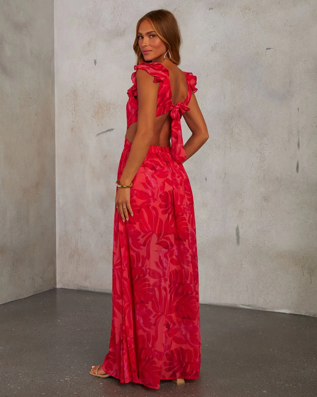 Carlita Ruffle Cutout Maxi Dress