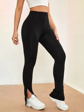 Casual Plain Split Long Women Leggings