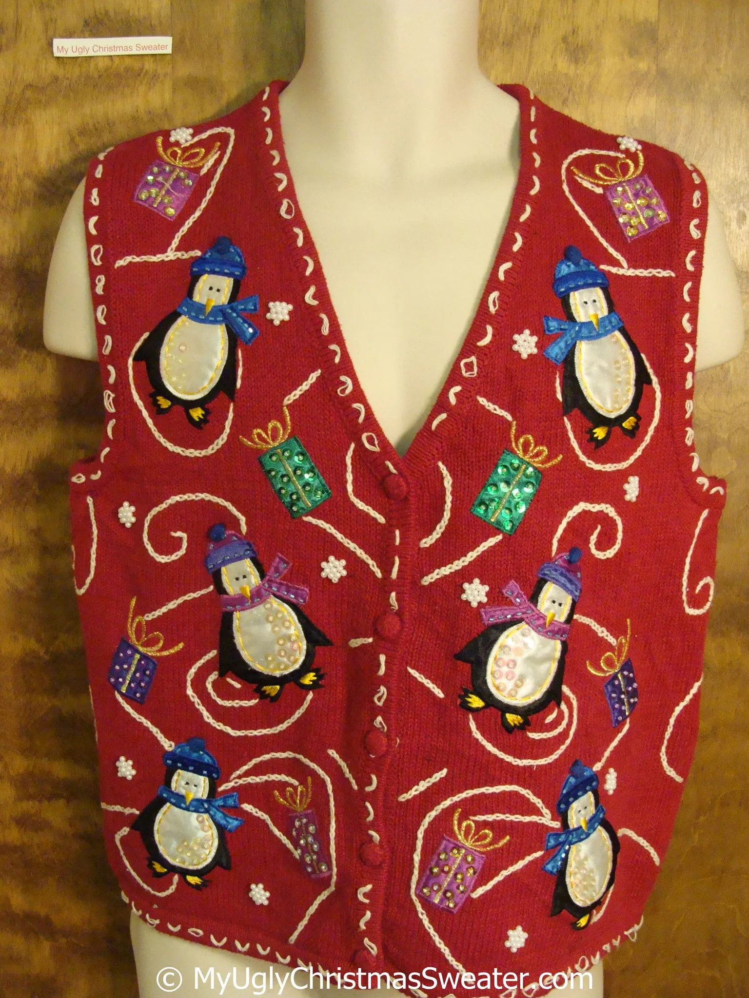 Cheap Happy Penguins Christmas Sweater Vest