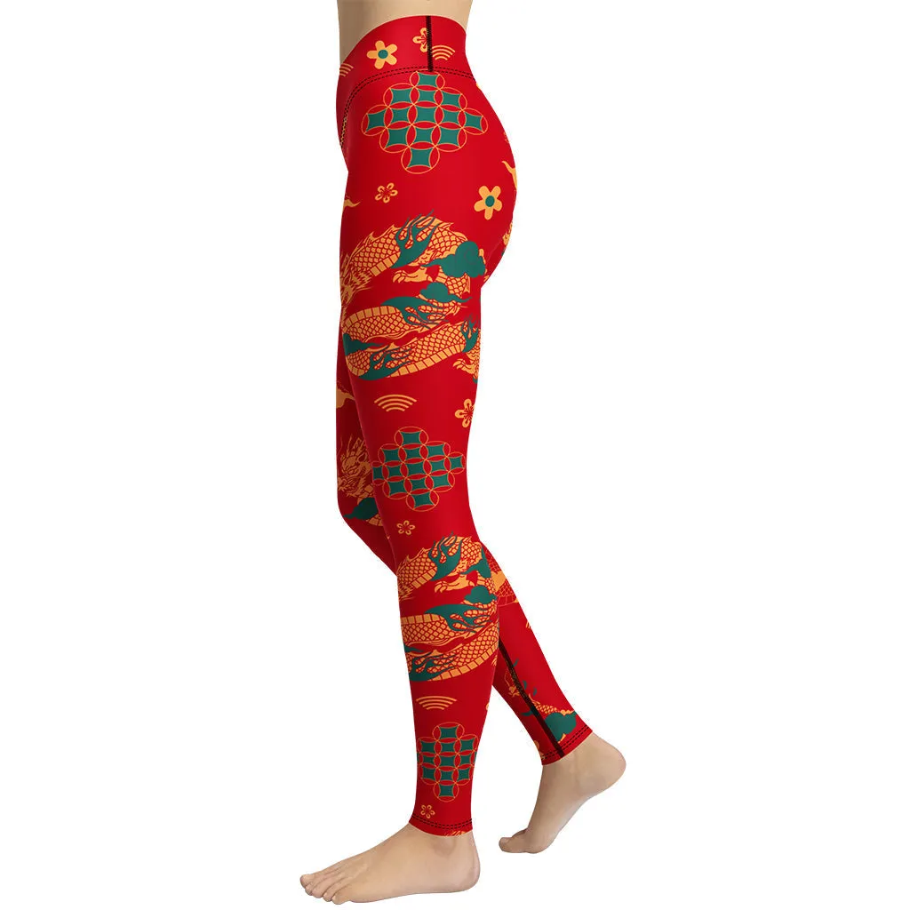 Chinese Dragon Yoga Leggings