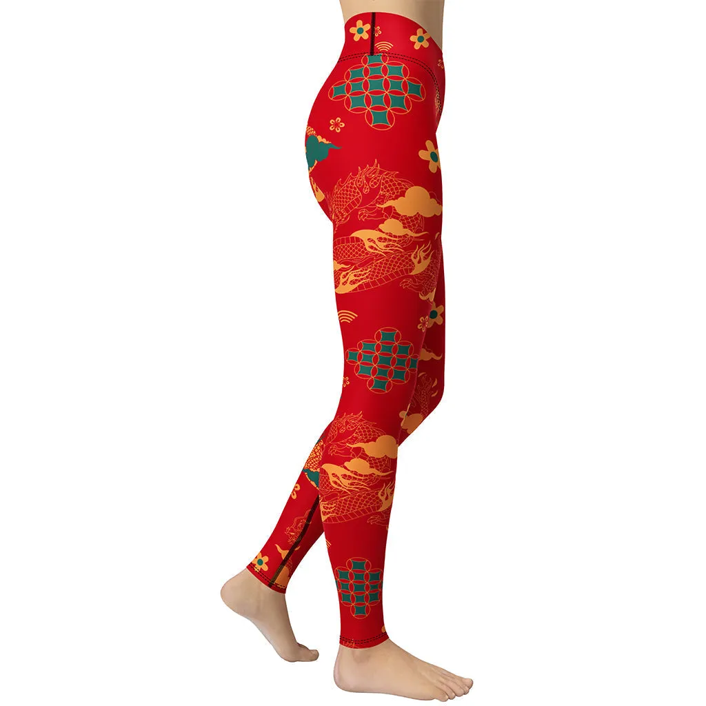 Chinese Dragon Yoga Leggings