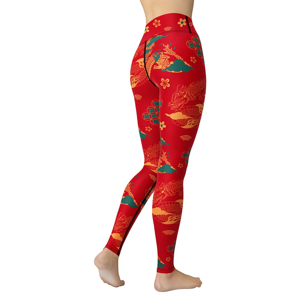 Chinese Dragon Yoga Leggings