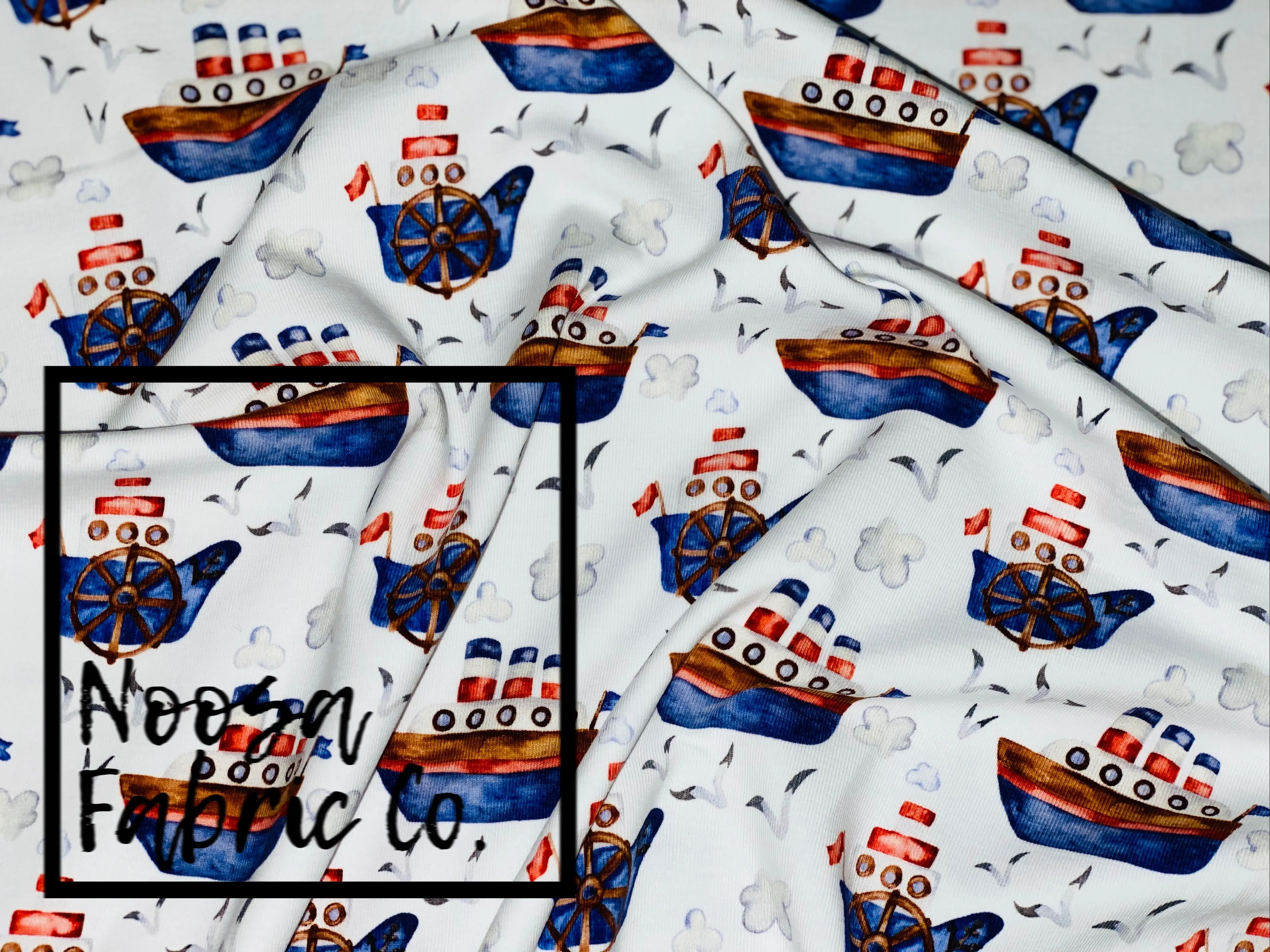 Chip 'White' Cotton Lycra Digital Print Fabric