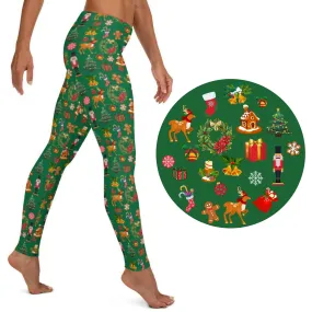 Christmas Joy Holiday Green Full Length Leggings