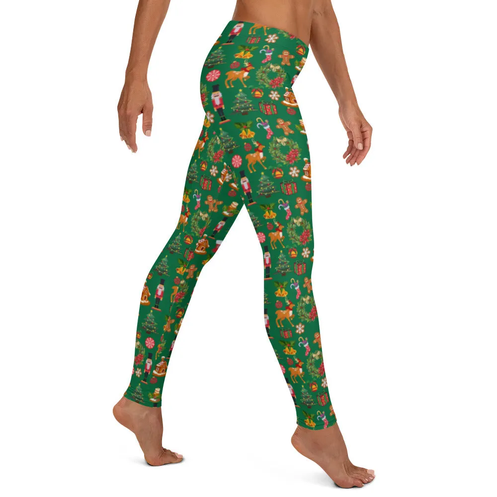 Christmas Joy Holiday Green Full Length Leggings