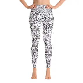 Christmas Typography Pattern Yoga Leggings