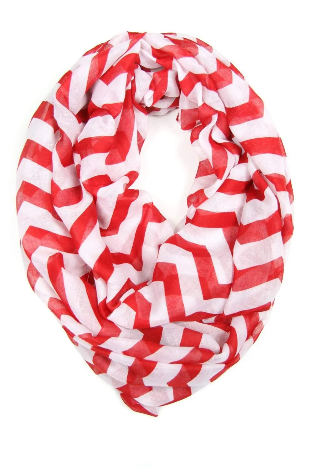 Circle Scarf / Cherry Red / Chevron / Unisex