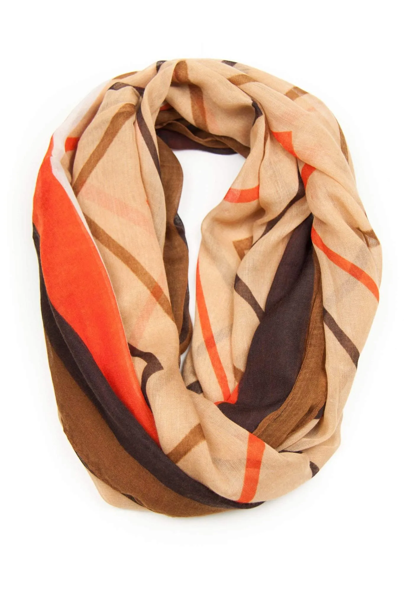 Circle Scarf / Orange Tan Brown / Unisex