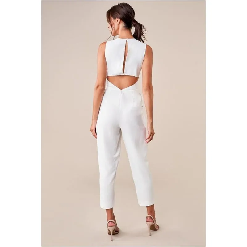 Classic White Tulip Front Jumpsuit