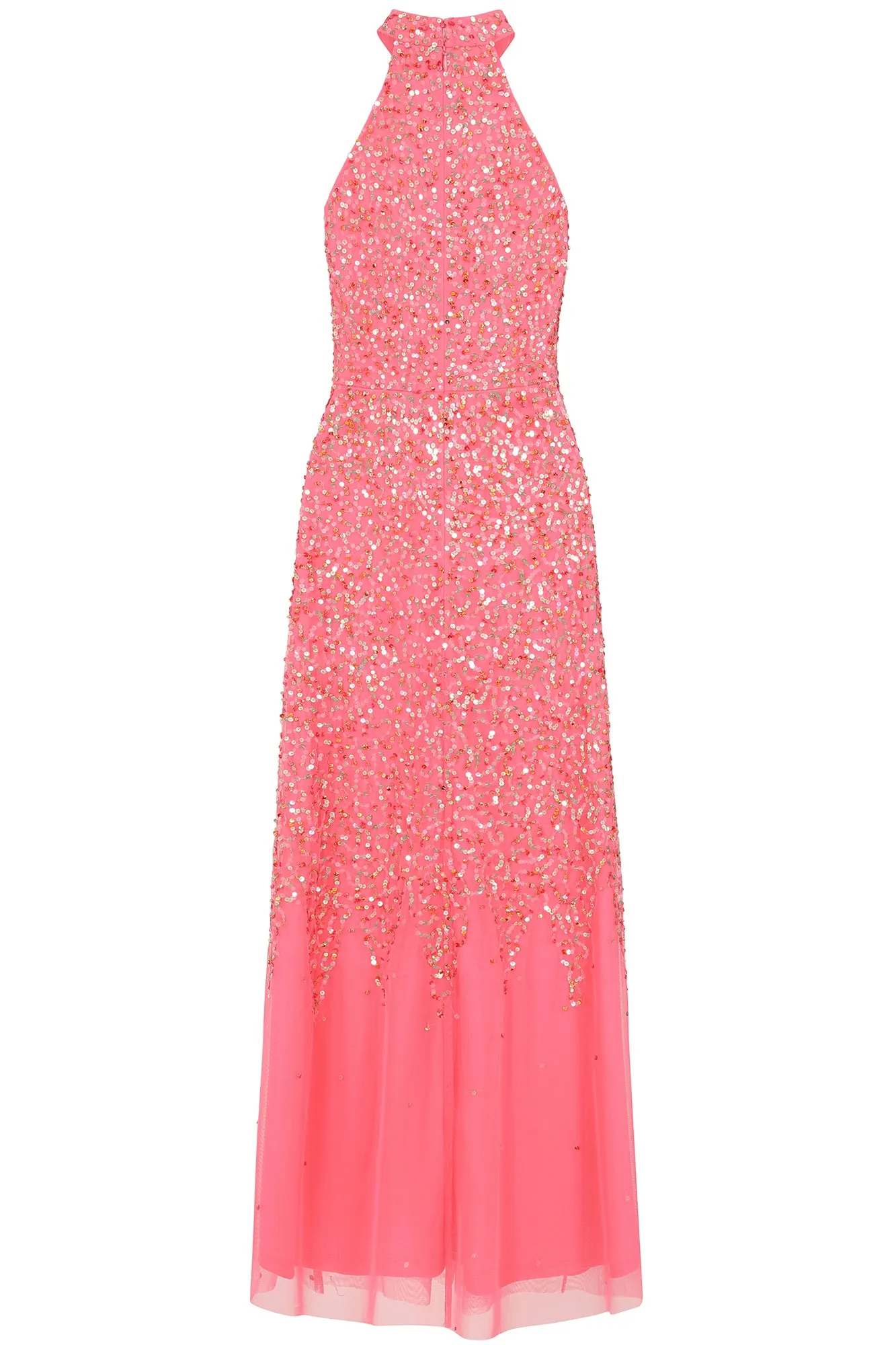 Cora Strawberry Sequin Maxi Dress with Detachable Cape