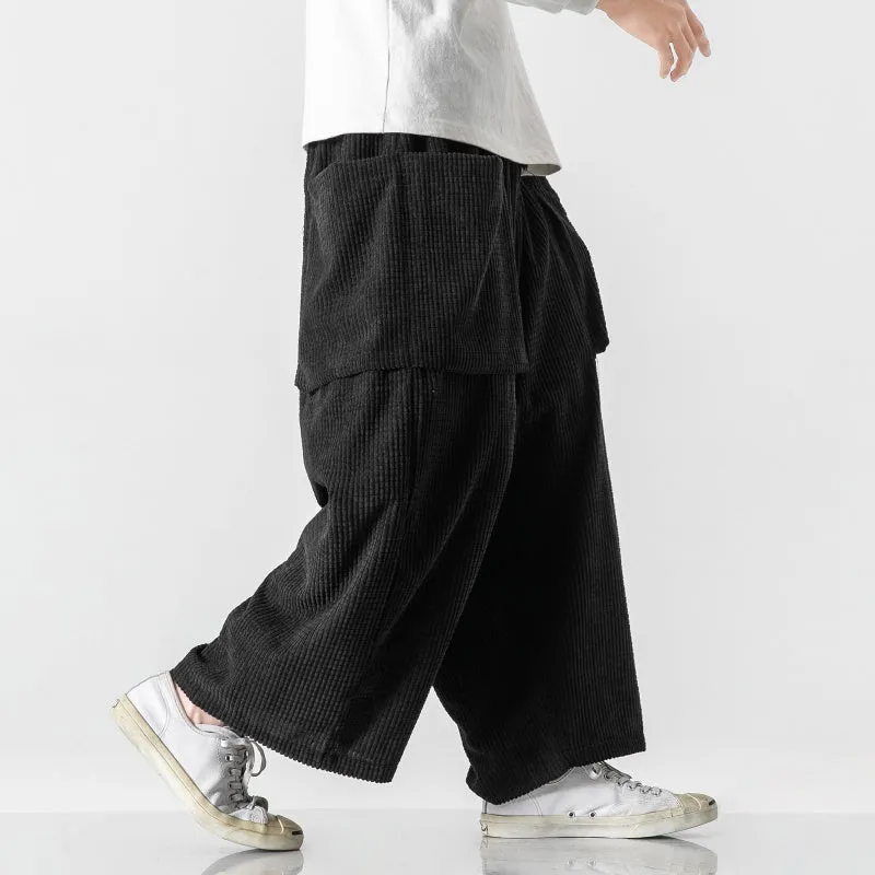 Corduroy Drape Straight Wide-leg Pants