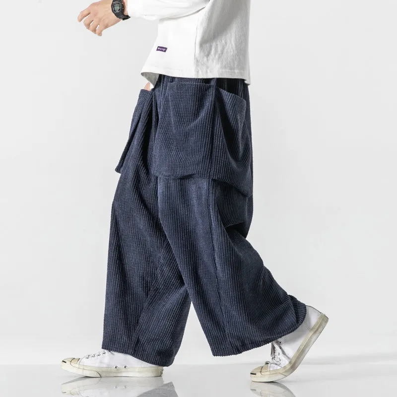 Corduroy Drape Straight Wide-leg Pants